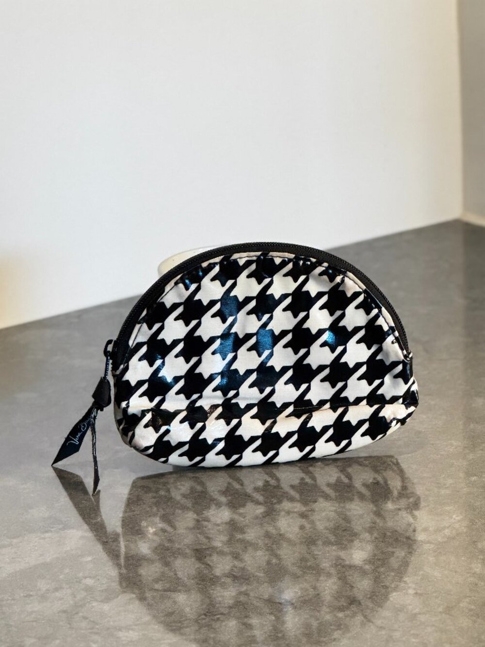 Vera Bradley Midnight Houndstooth Retired Small Cosmetic Bag Makeup Pouch EUC